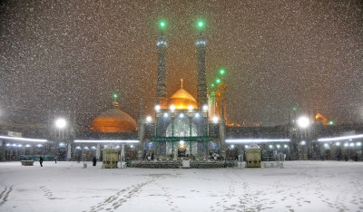 Breathtaking photos of the Shrine of Fatima Al-Masouma in Qom, adorned in a layer of snow