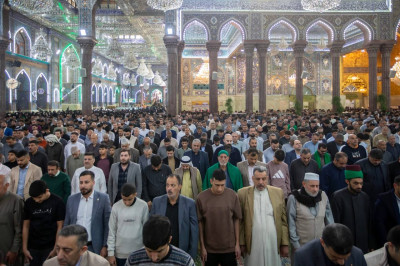 صحنِ حسینی میں ادا کی جانے والی نمازِ عید کا ایمان افروز اور روح کو تازگی بخشنے والا دلنشین منظر