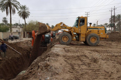 مشروع مجاري أبو غريب الاستراتيجي تصل الى اكثر من 60 بالمئة .