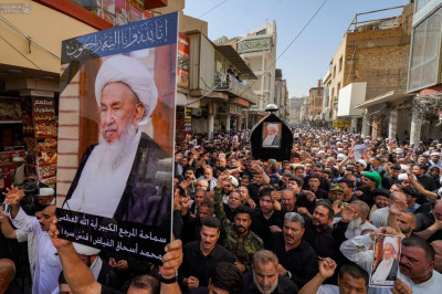 کربلا و نجف اشرف میں مرجعِ دینی آیت اللہ العظمیٰ شیخ اسحاق فیاضؒ کی پُر وقار تشییعِ جنازہ کی تصویری جھلکیاں