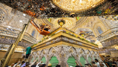 The Holy Shrine of Imam Hussain adorned with bouquets of flowers for birth anniversary of Lady Zainab (peace be upon her)